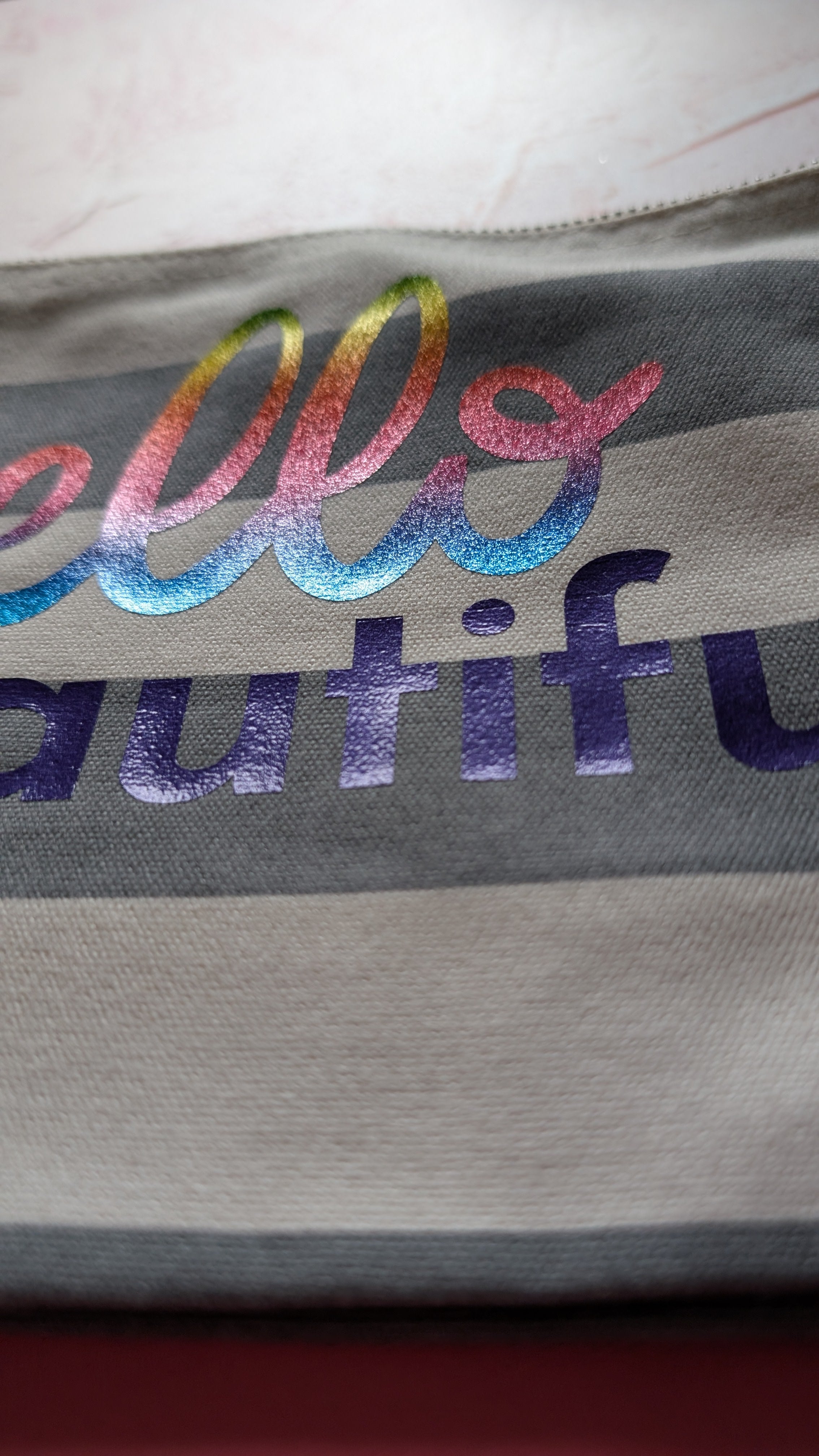 Hello Beautiful Cotton Pouch with Wrist Strap