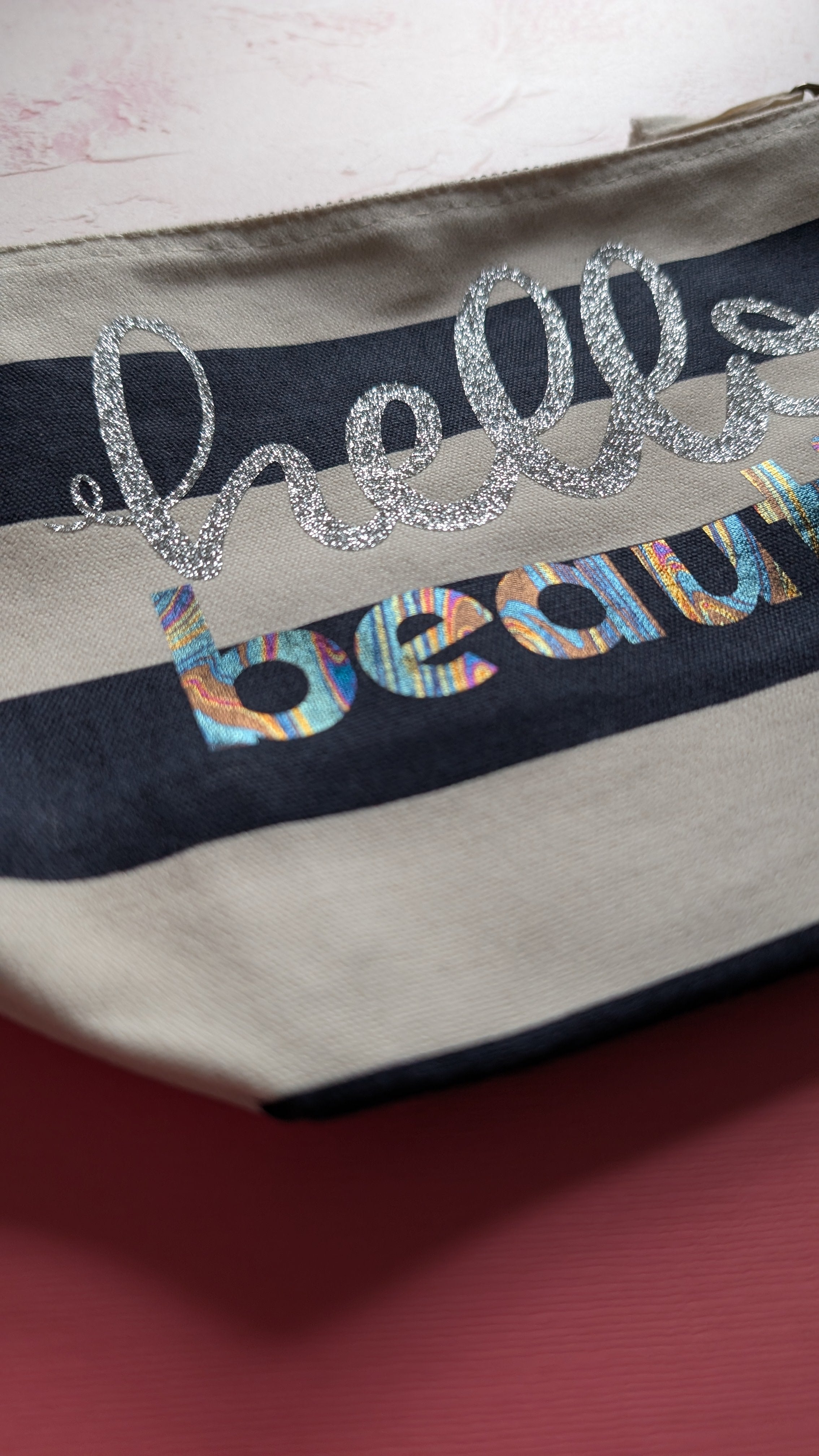 Hello Beautiful Cotton Pouch with Wrist Strap