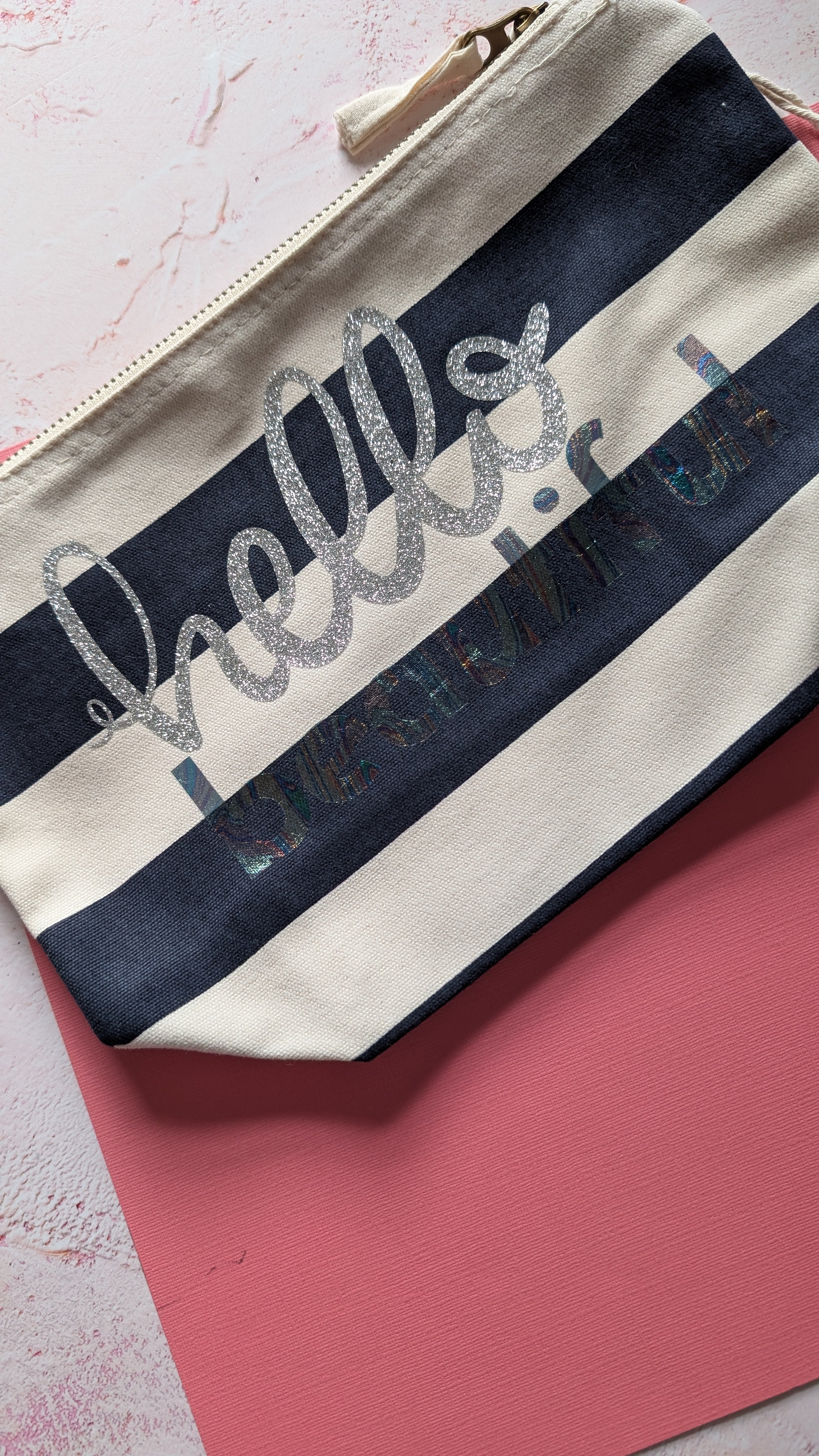 Hello Beautiful Cotton Pouch with Wrist Strap