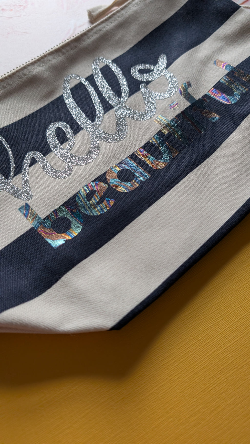 Hello Beautiful Cotton Pouch with Wrist Strap