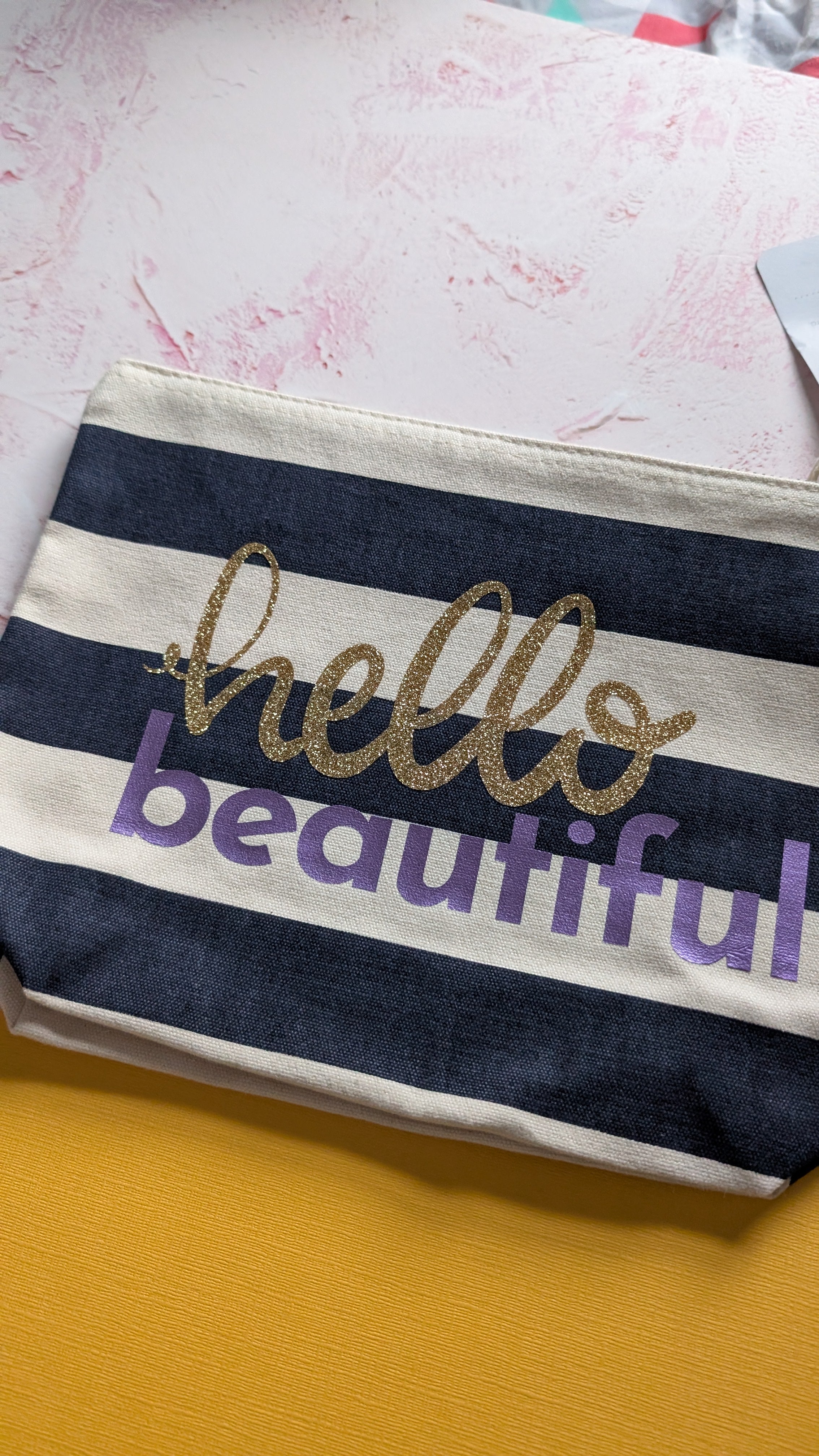 Hello Beautiful Cotton Pouch with Wrist Strap