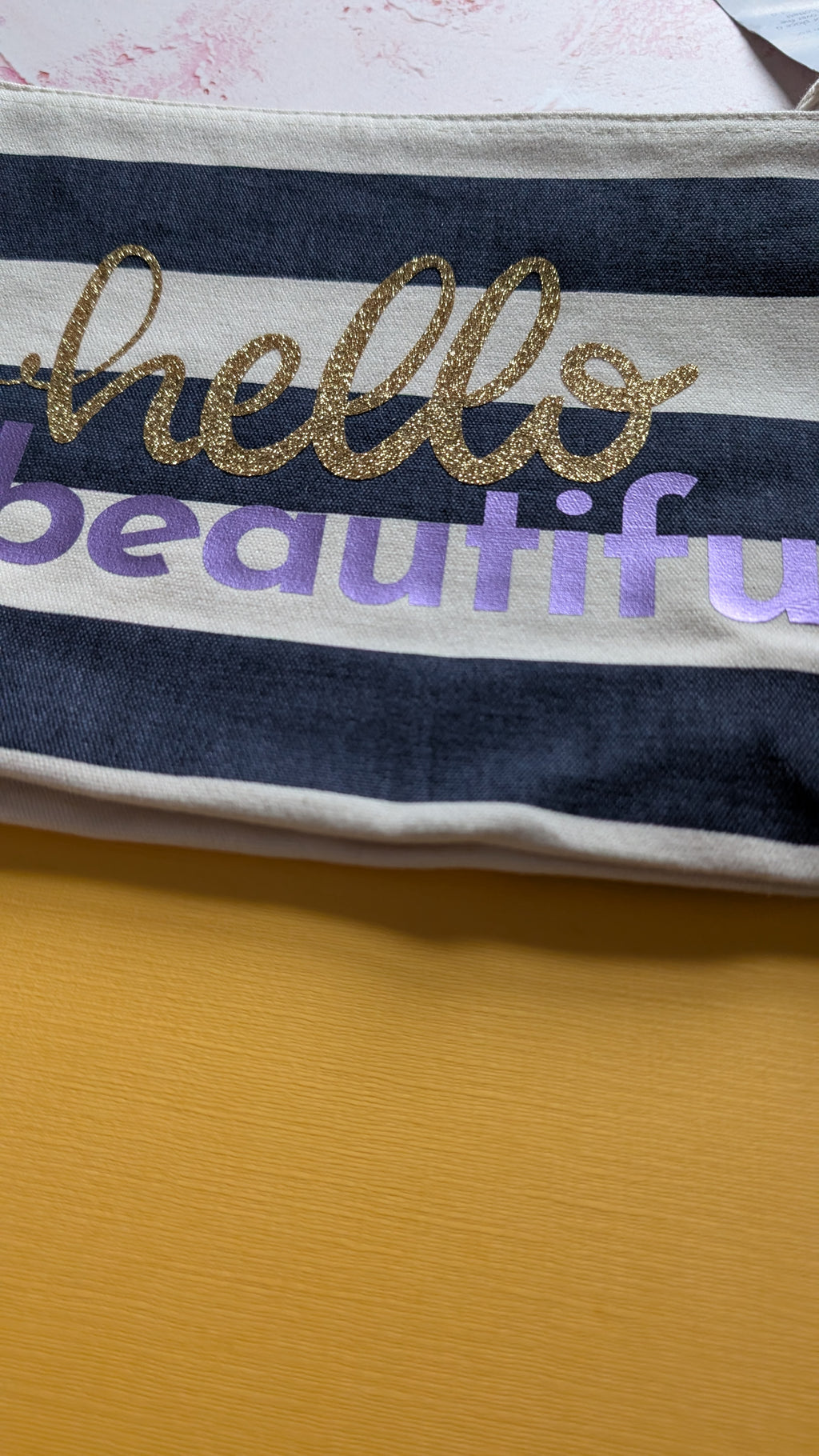 Hello Beautiful Cotton Pouch with Wrist Strap