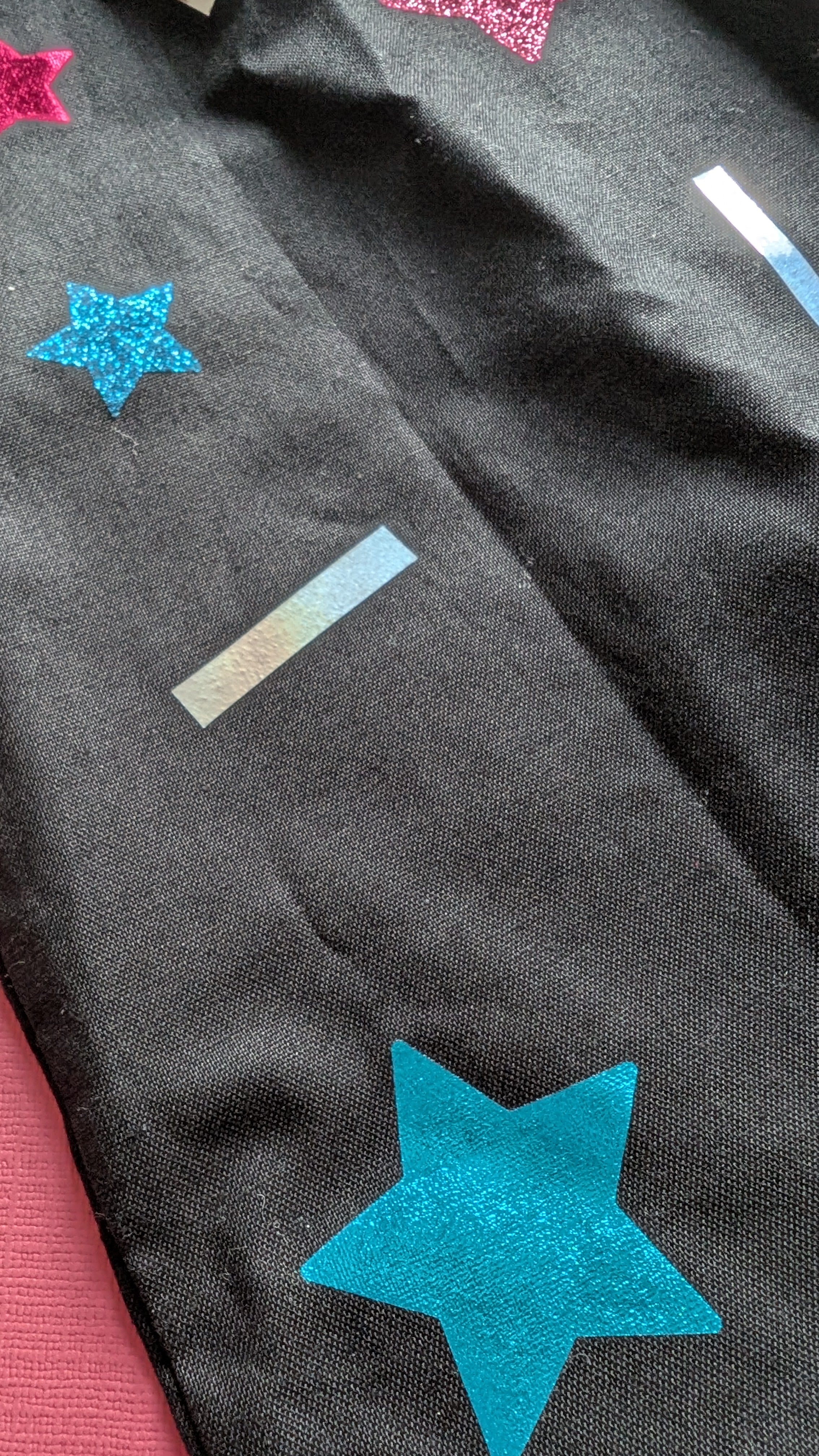 Black with Red and Blue Stars Bottle Bag with Handle