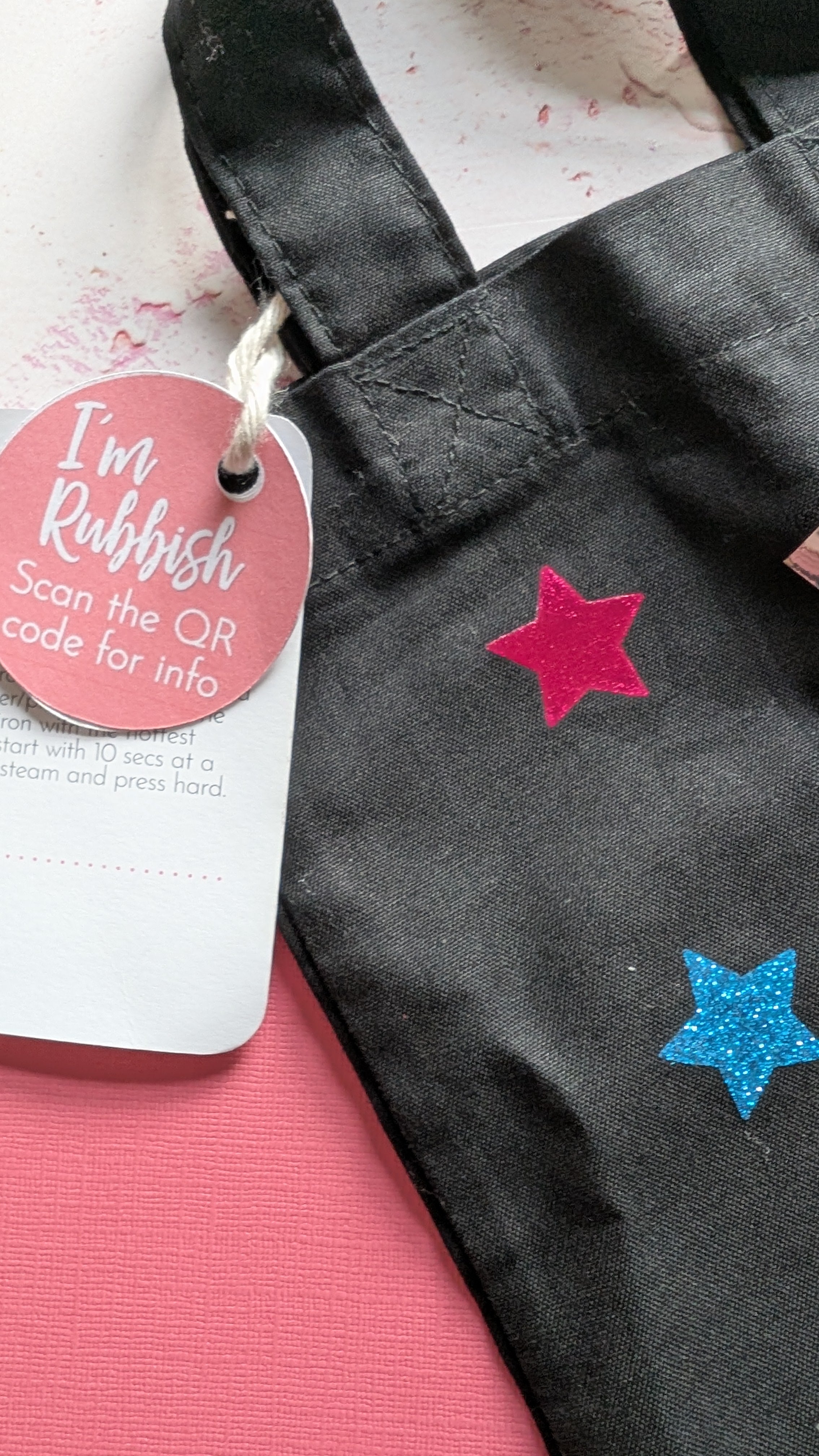 Black with Red and Blue Stars Bottle Bag with Handle