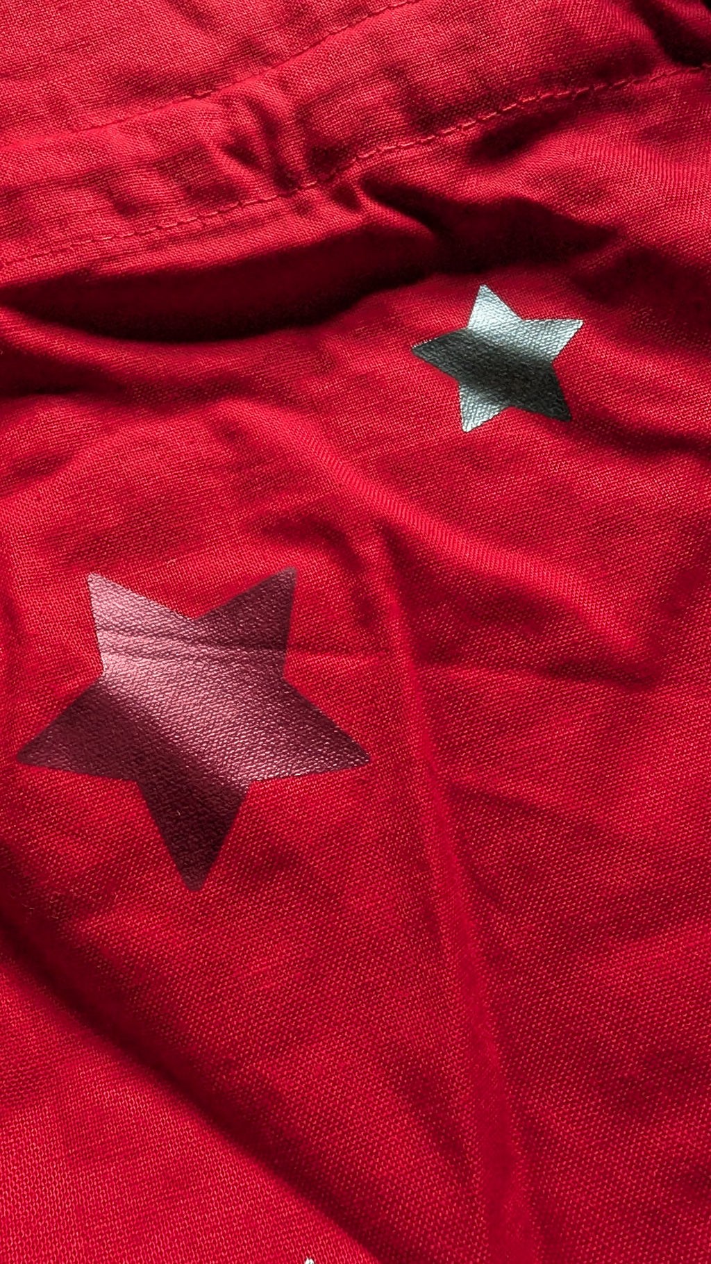 Starry Red Cotton Drawstring Bottle Bag