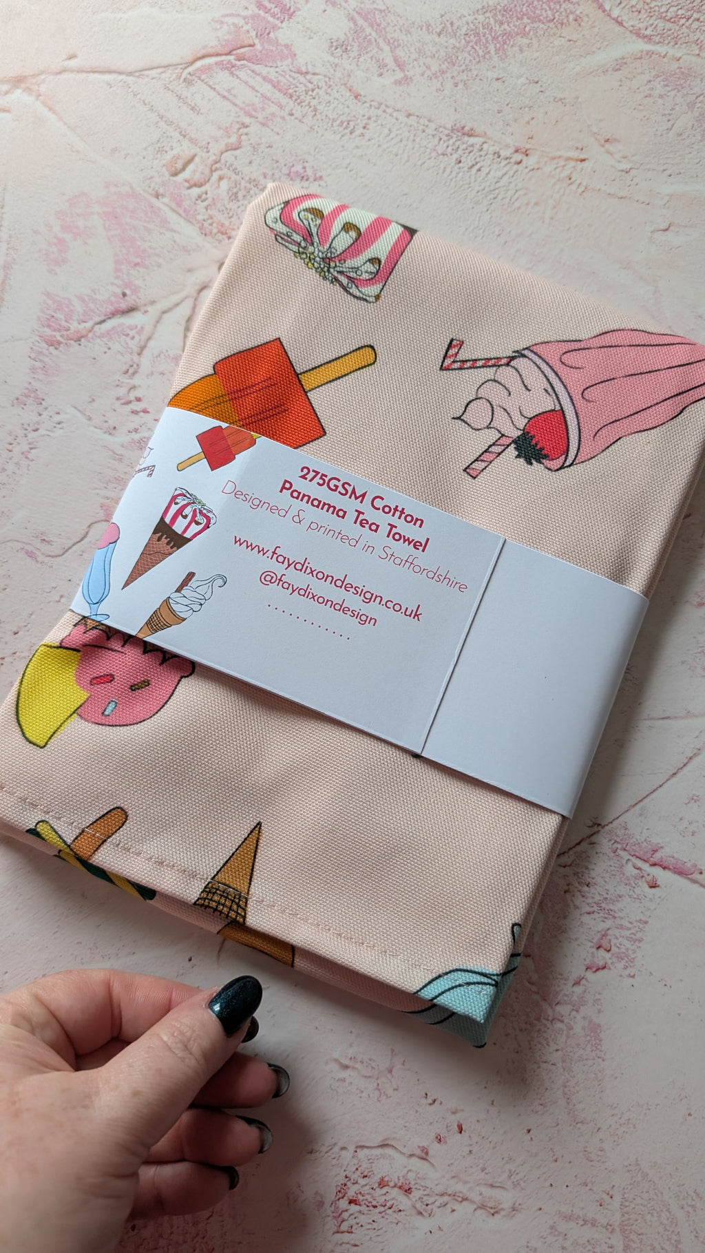 Pink Ice cream Pattern Cotton Tea Towel