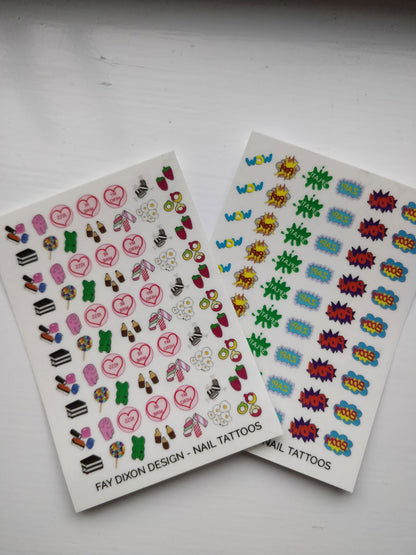 Pop Art Explosion Nail Tattoos - Fay Dixon Design