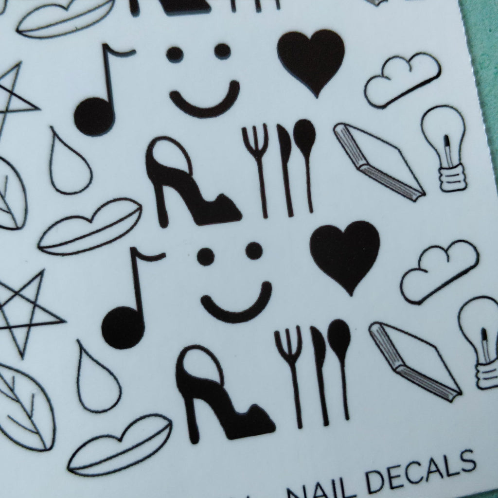 Random Black Shapes Waterslide Nail Decals - Fay Dixon Design