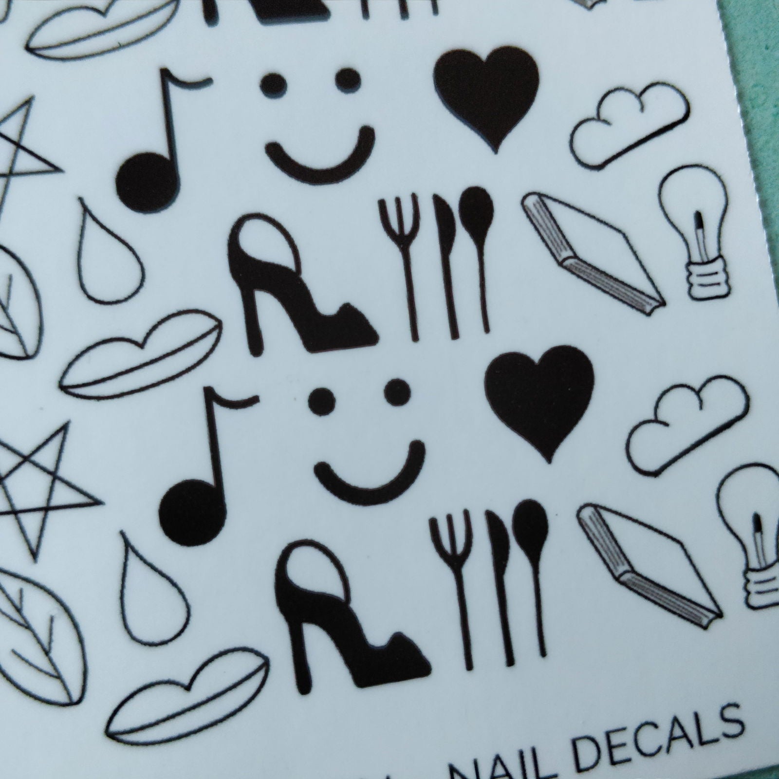 Random Black Shapes Waterslide Nail Decals - Fay Dixon Design