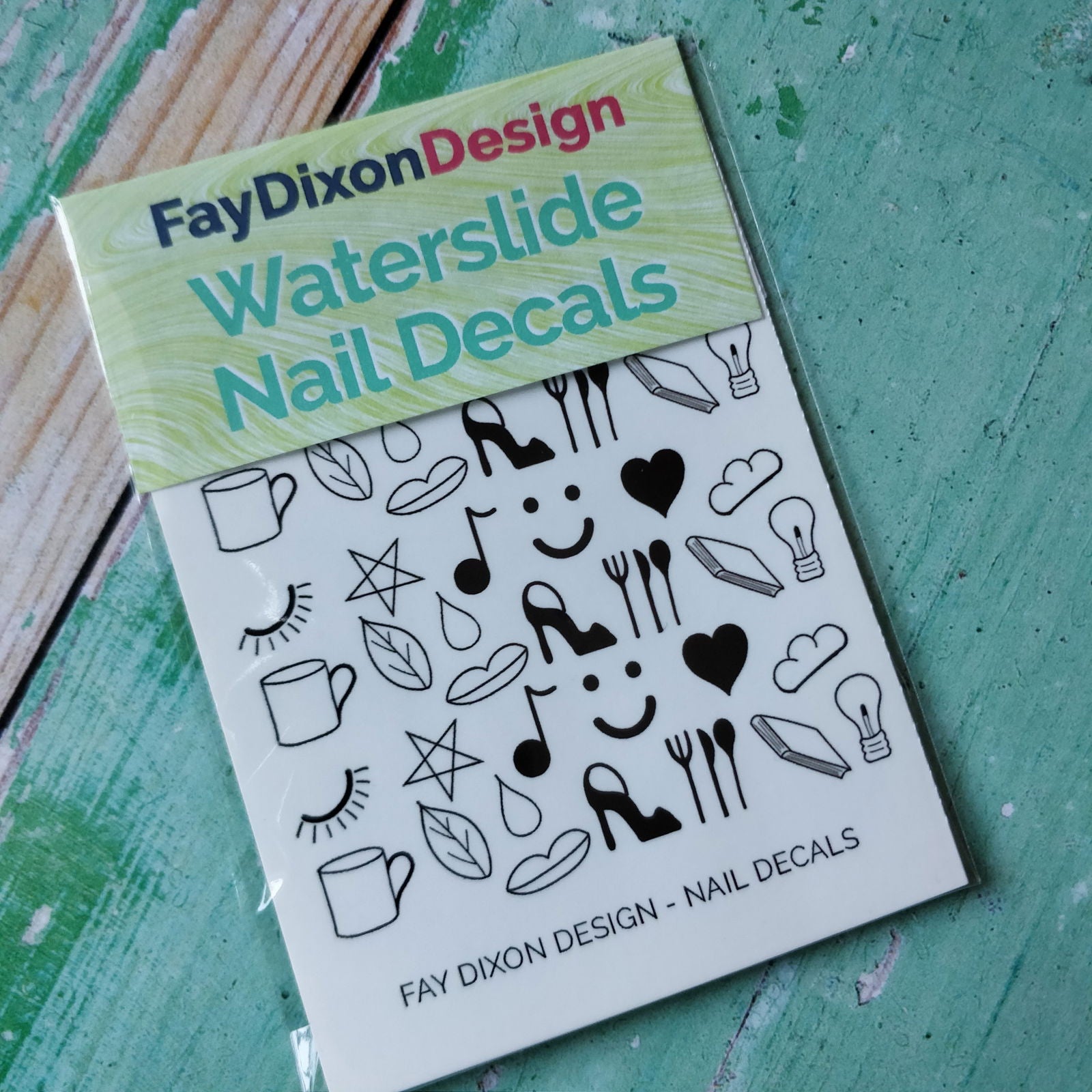 Random Black Shapes Waterslide Nail Decals - Fay Dixon Design