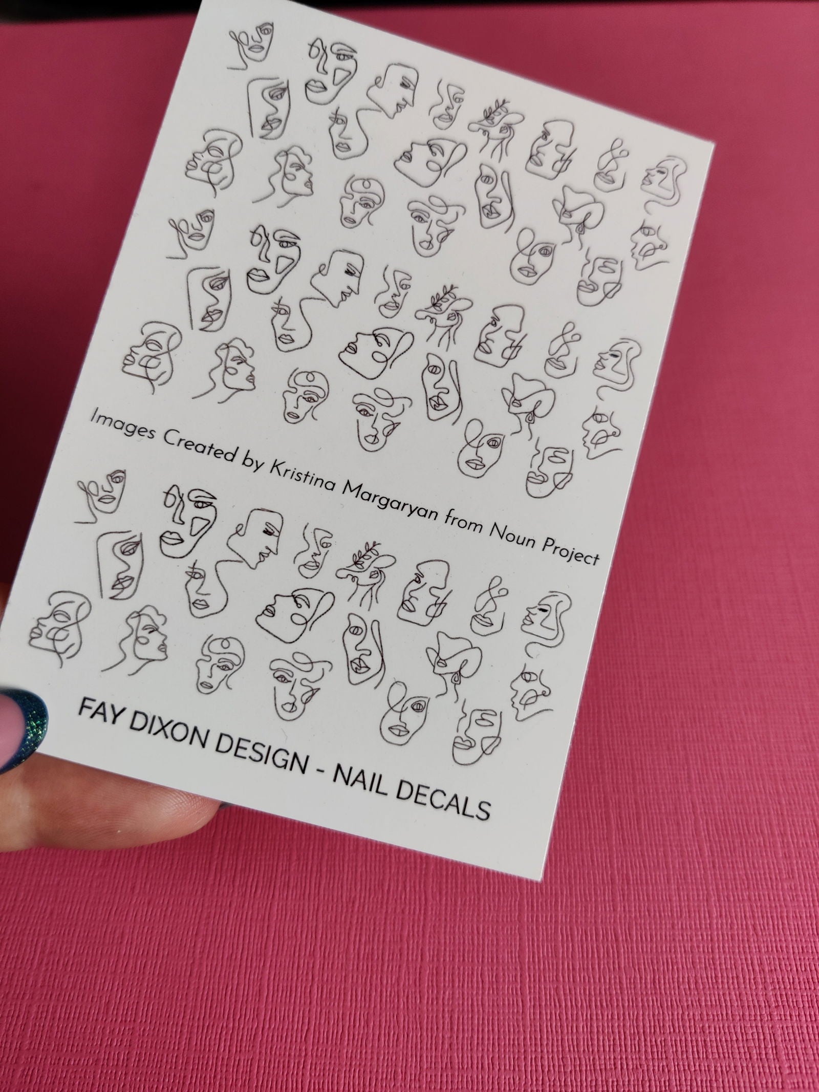 Single and Multiple facial lines Waterslide Nail Decals - Fay Dixon Design