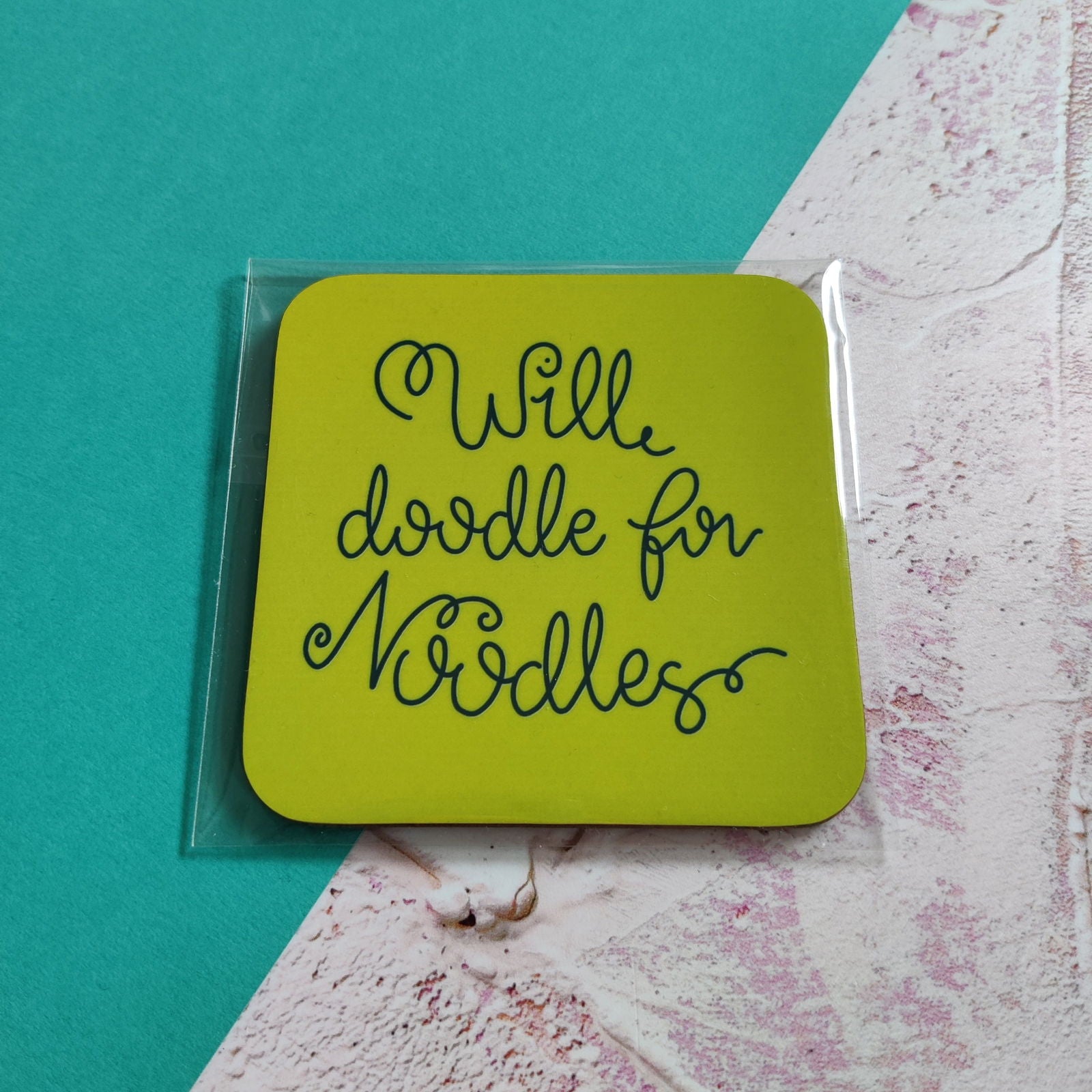 Will Doodle for Noodles Square Coaster - Fay Dixon Design
