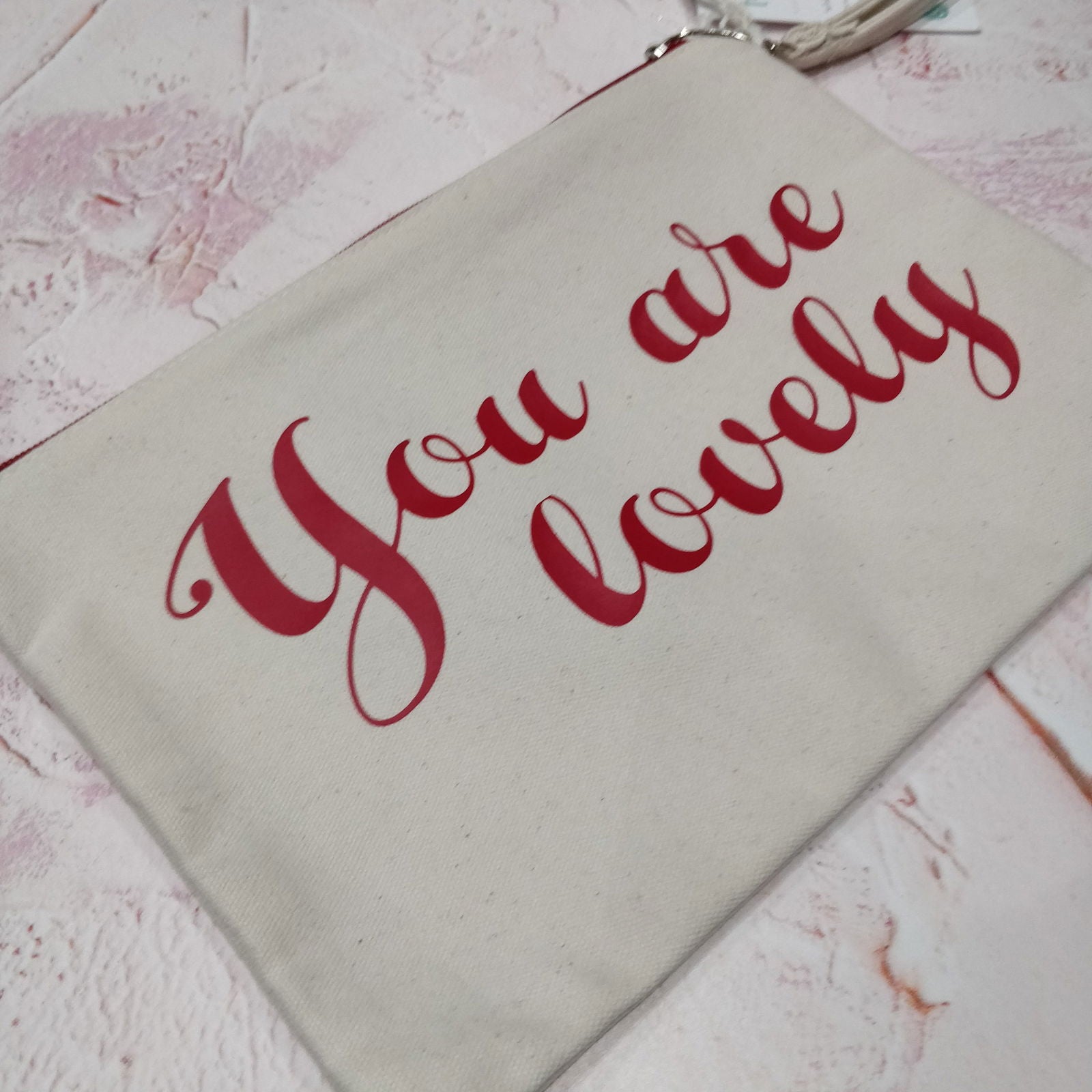 You are Lovely Cotton Pouch with Wrist Strap - Fay Dixon Design