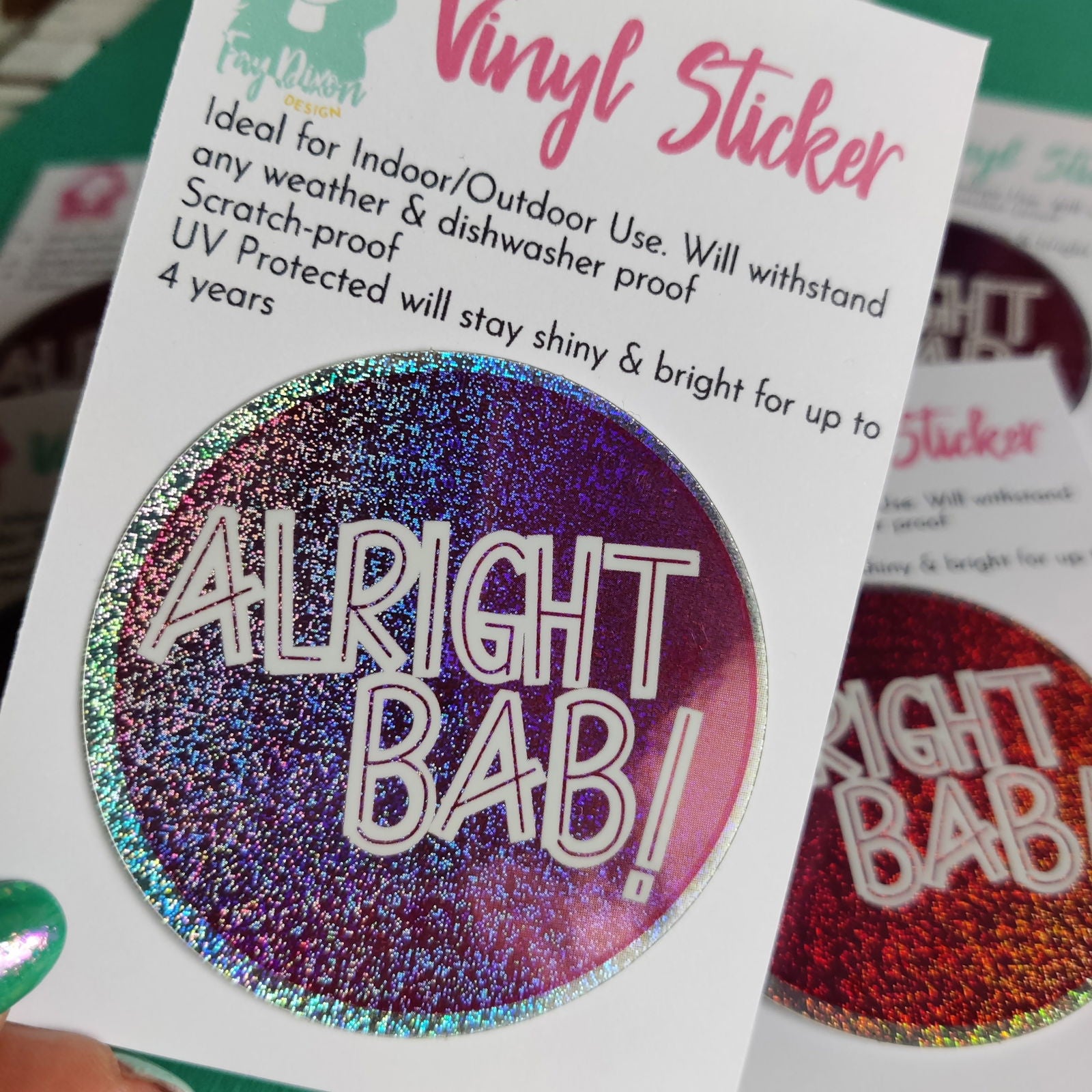 alright bab Vinyl Sticker - Fay Dixon Design