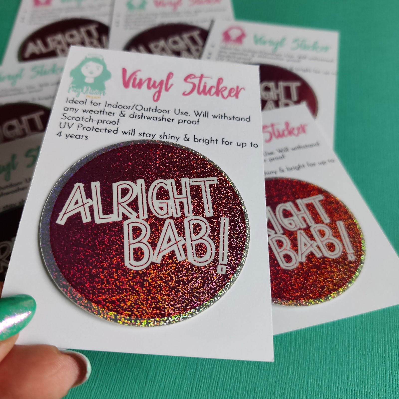 alright bab Vinyl Sticker - Fay Dixon Design
