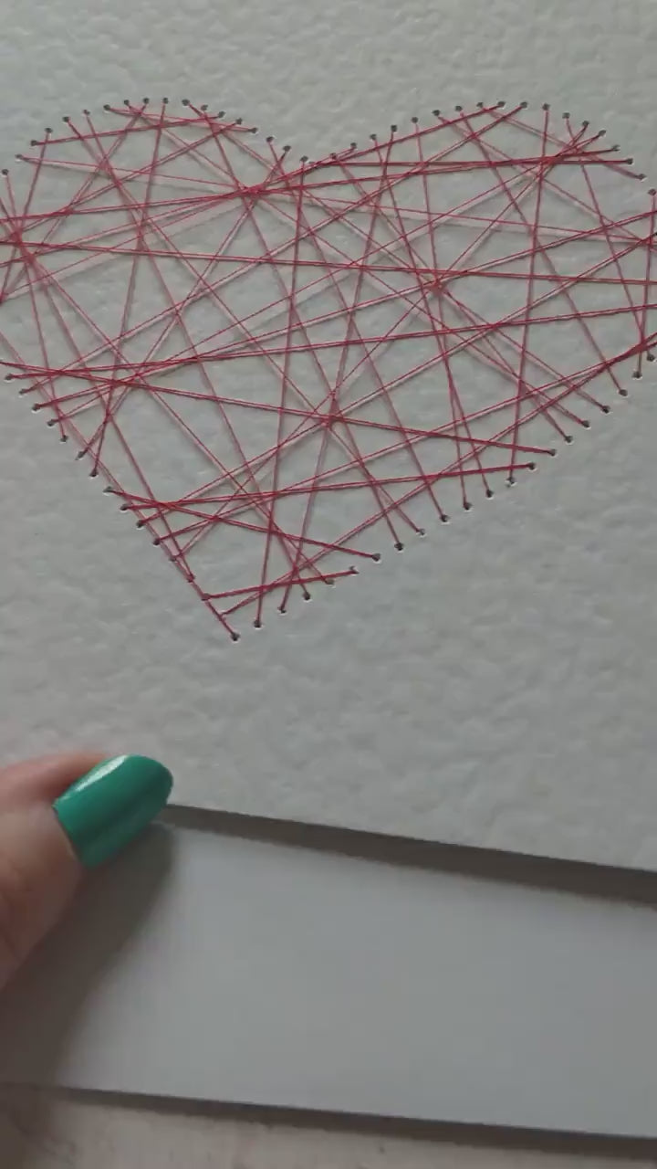 Handmade Threaded Heart Greeting Card