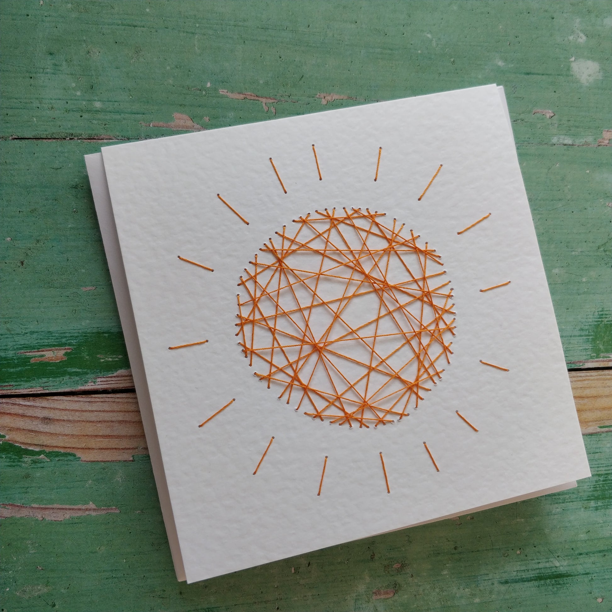 Handmade Yellow Threaded Sun Greeting Card - fay-dixon-design