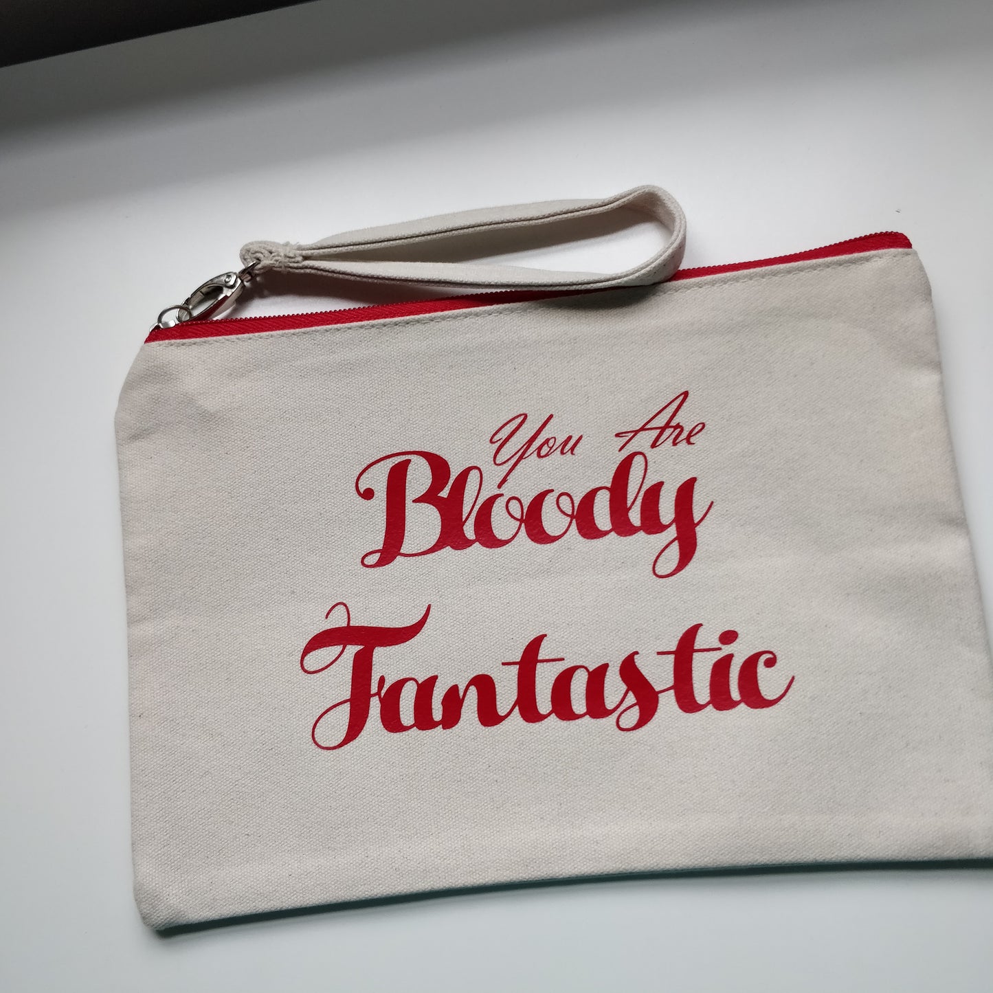 You Are Bloody Fantastic Cotton Pouch with Wrist Strap - fay-dixon-design