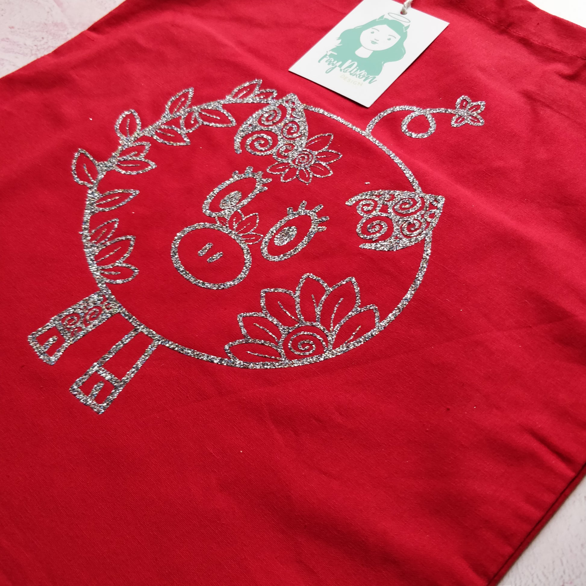 Floral Pig Line Drawing Tote Bag - Fay Dixon Design