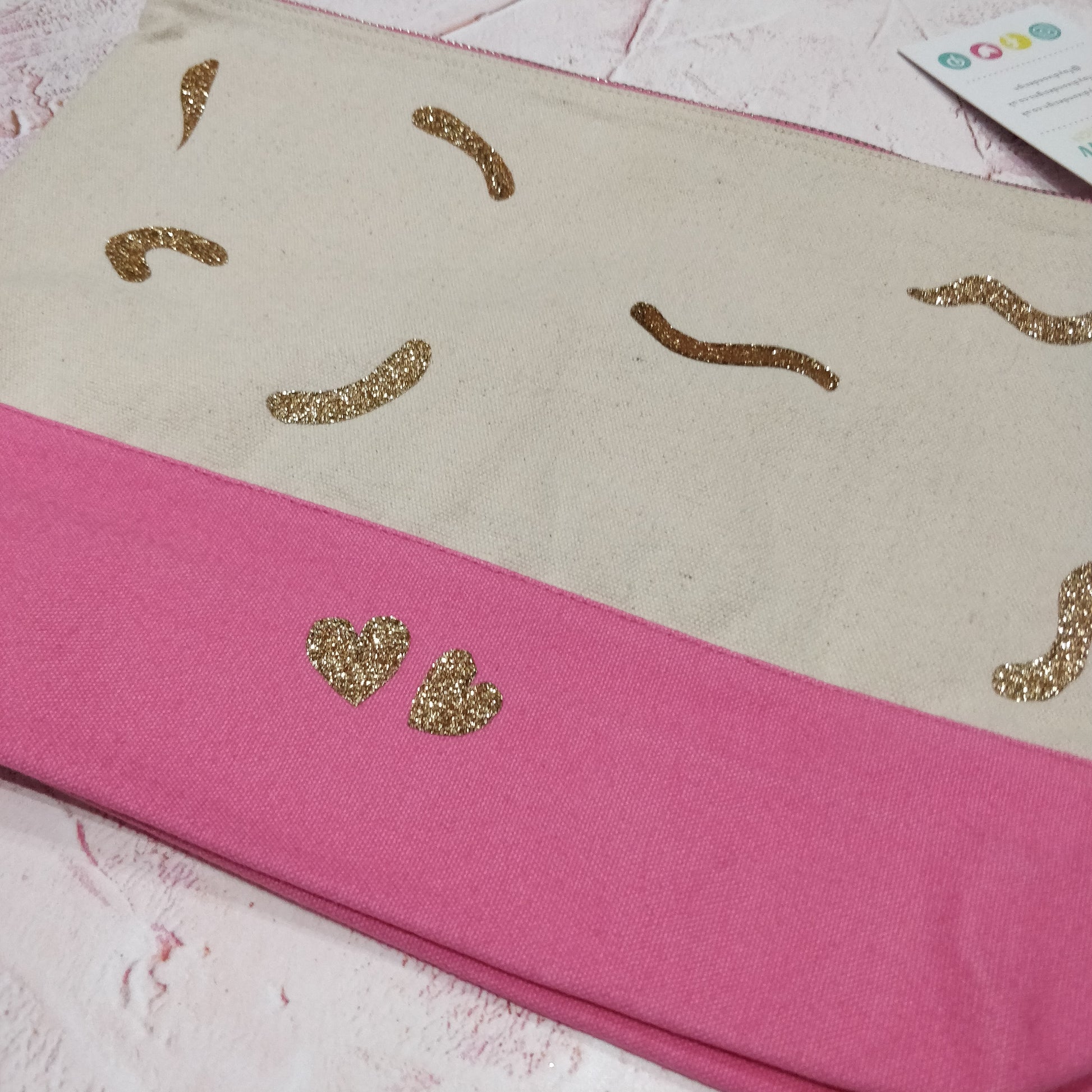 Pink and Gold Cotton Pouch - Fay Dixon Design