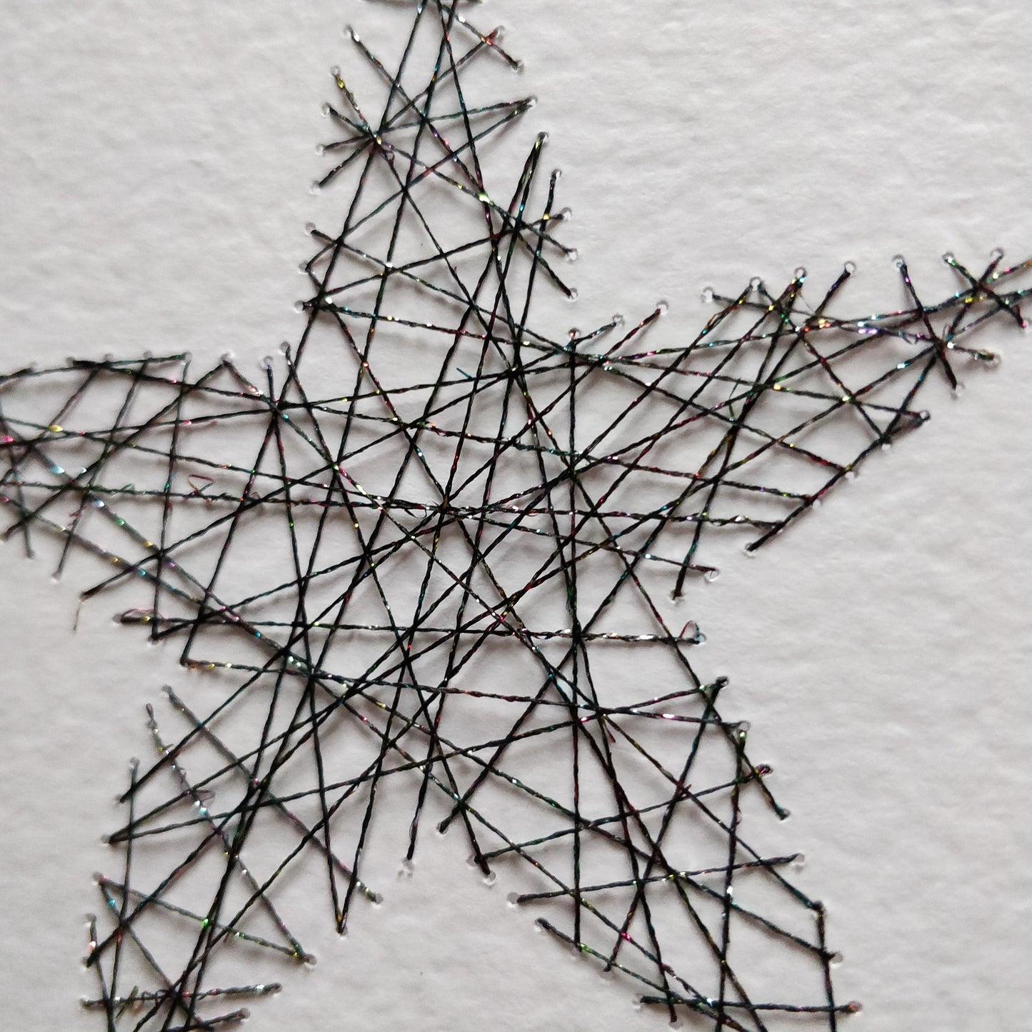 Handmade Black Threaded Star Flower Greeting Card - Fay Dixon Design