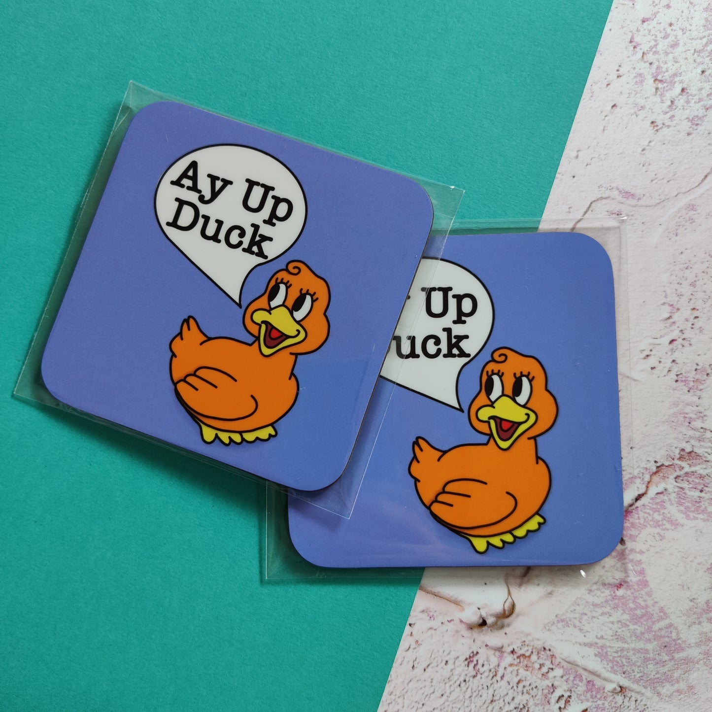 Ay Up Duck Square Coaster - Fay Dixon Design