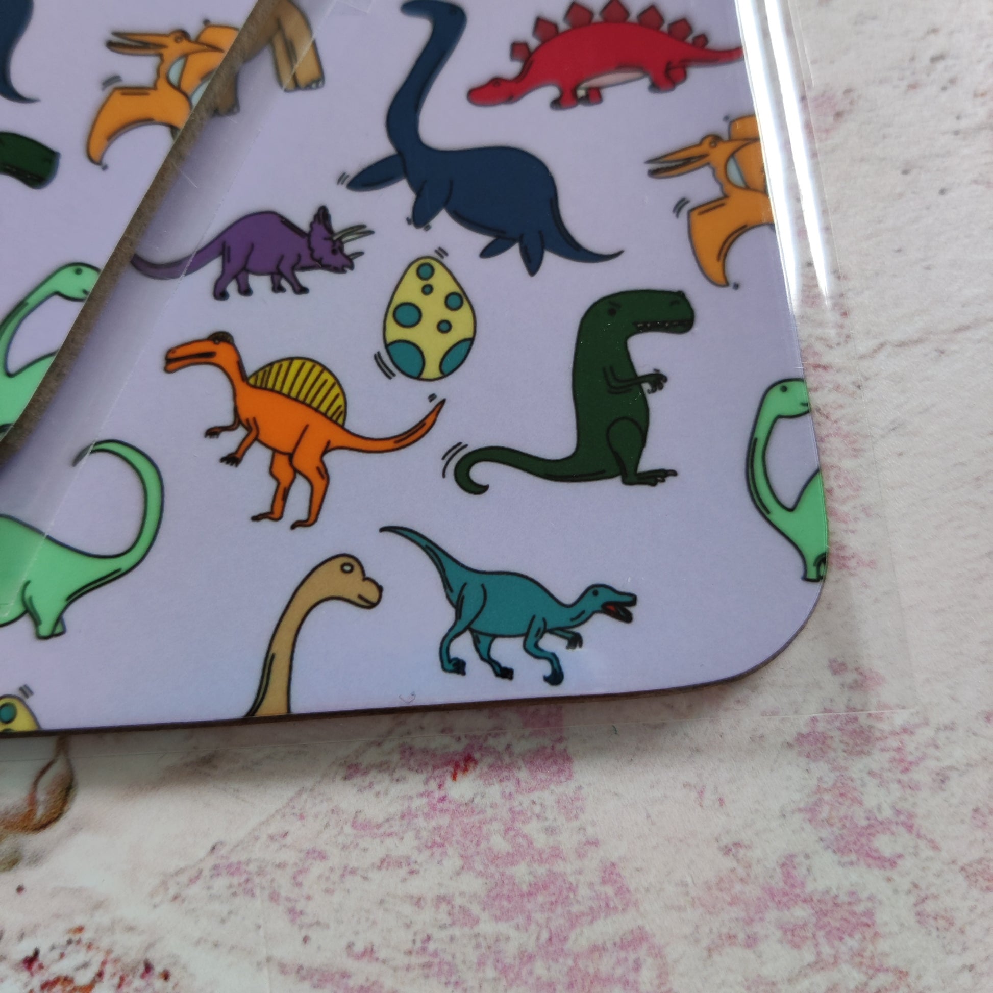 Coloured Dinosaur Square Coaster - Fay Dixon Design
