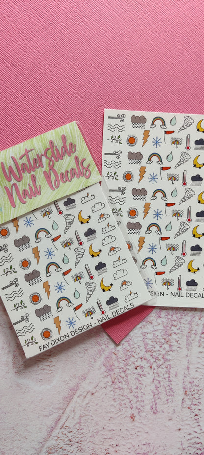 Weather Icons Waterslide Nail Decals - Fay Dixon Design