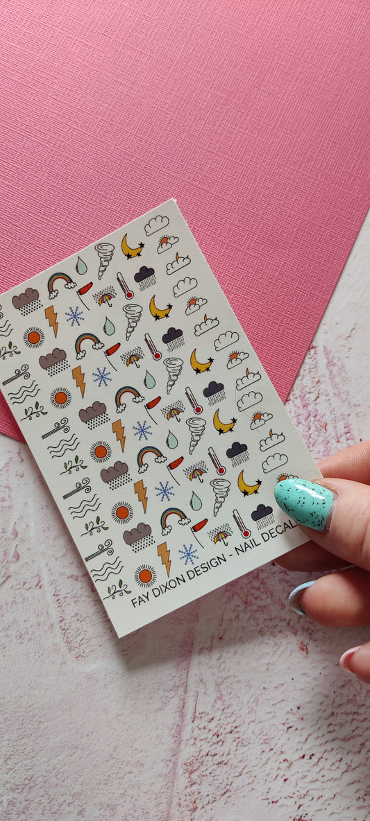 Weather Icons Waterslide Nail Decals - Fay Dixon Design