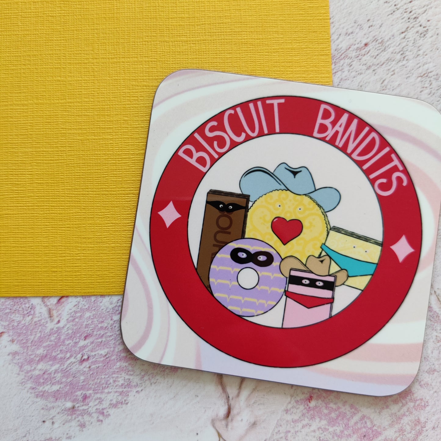 Biscuit Bandits Square Coaster - Fay Dixon Design