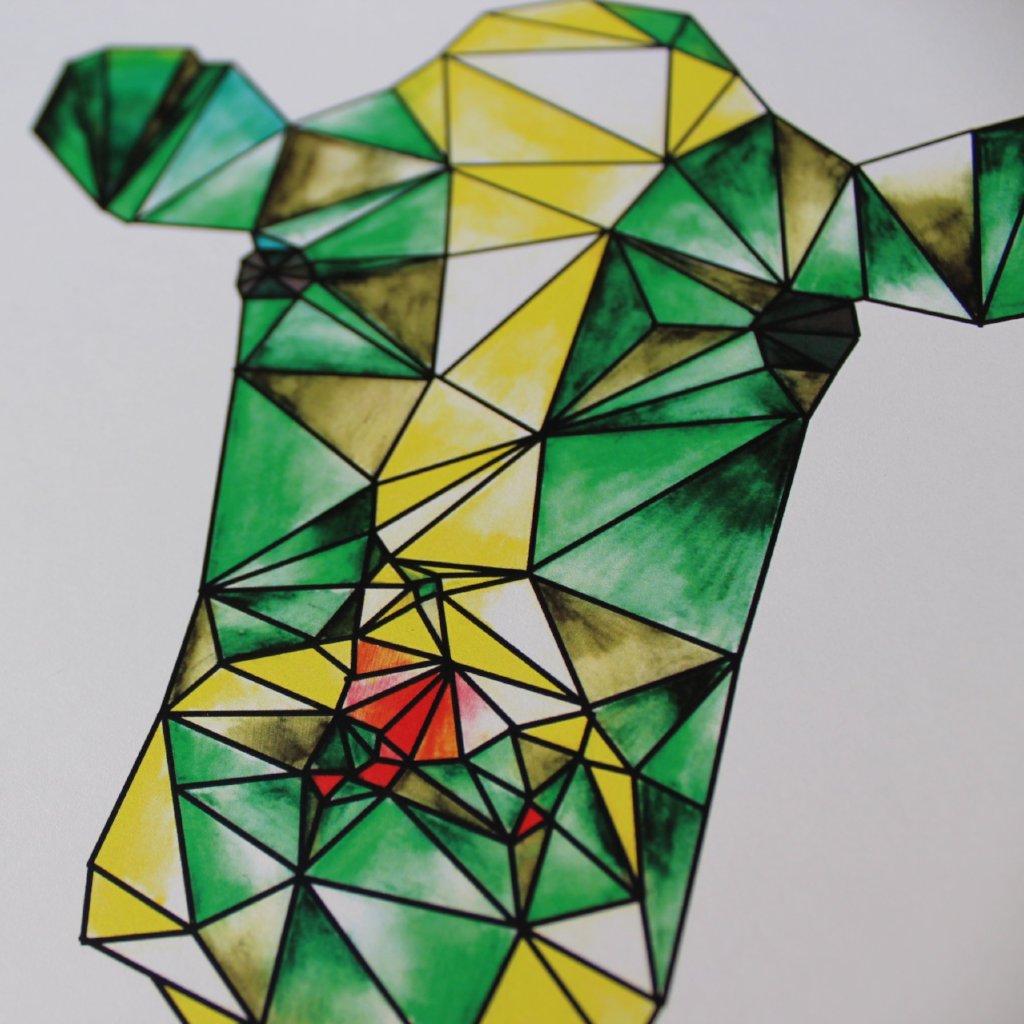 Geometric Watercolour Cow Digital Print - fay-dixon-design