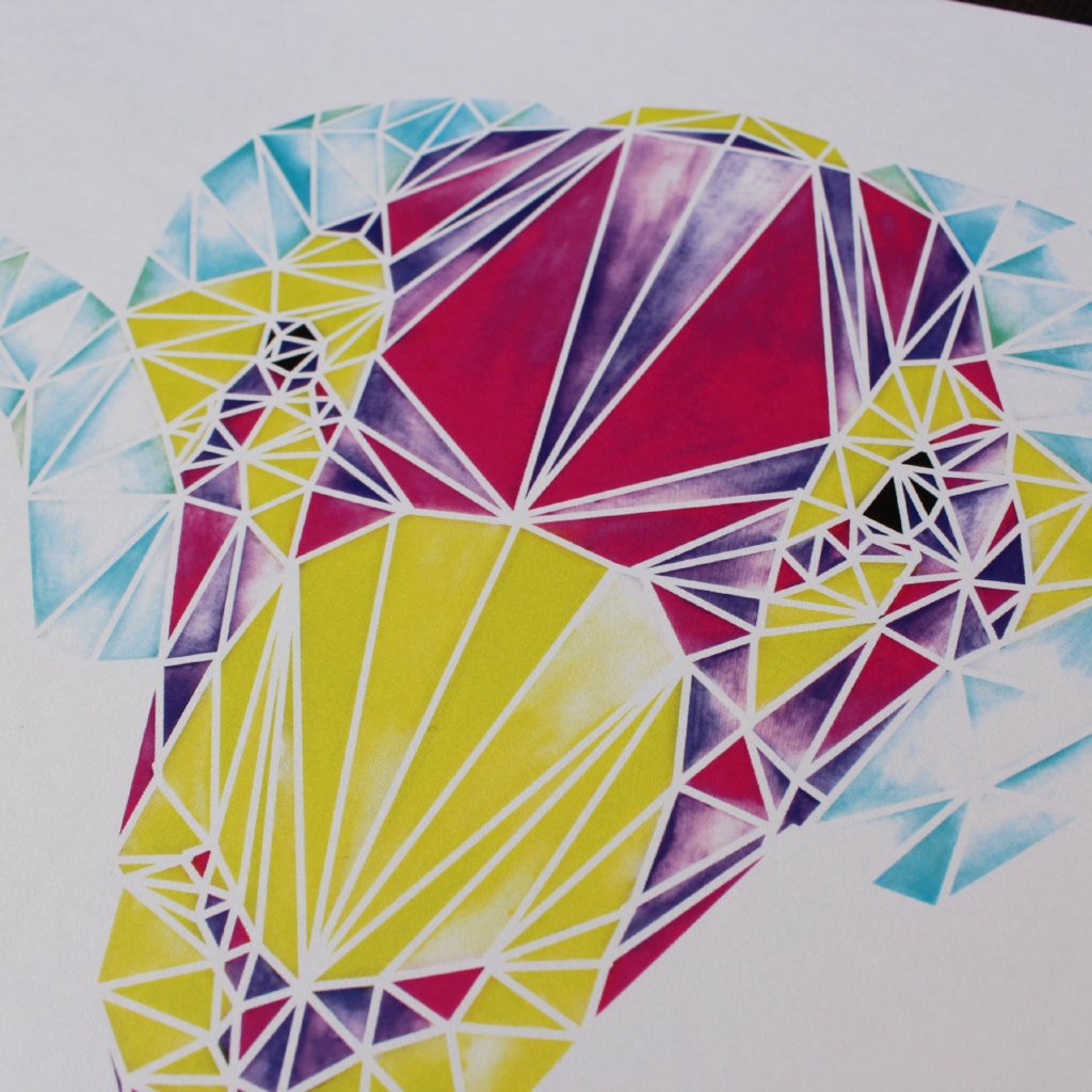 Geometric Watercolour Swaledale Sheep Tup Digital Print - fay-dixon-design