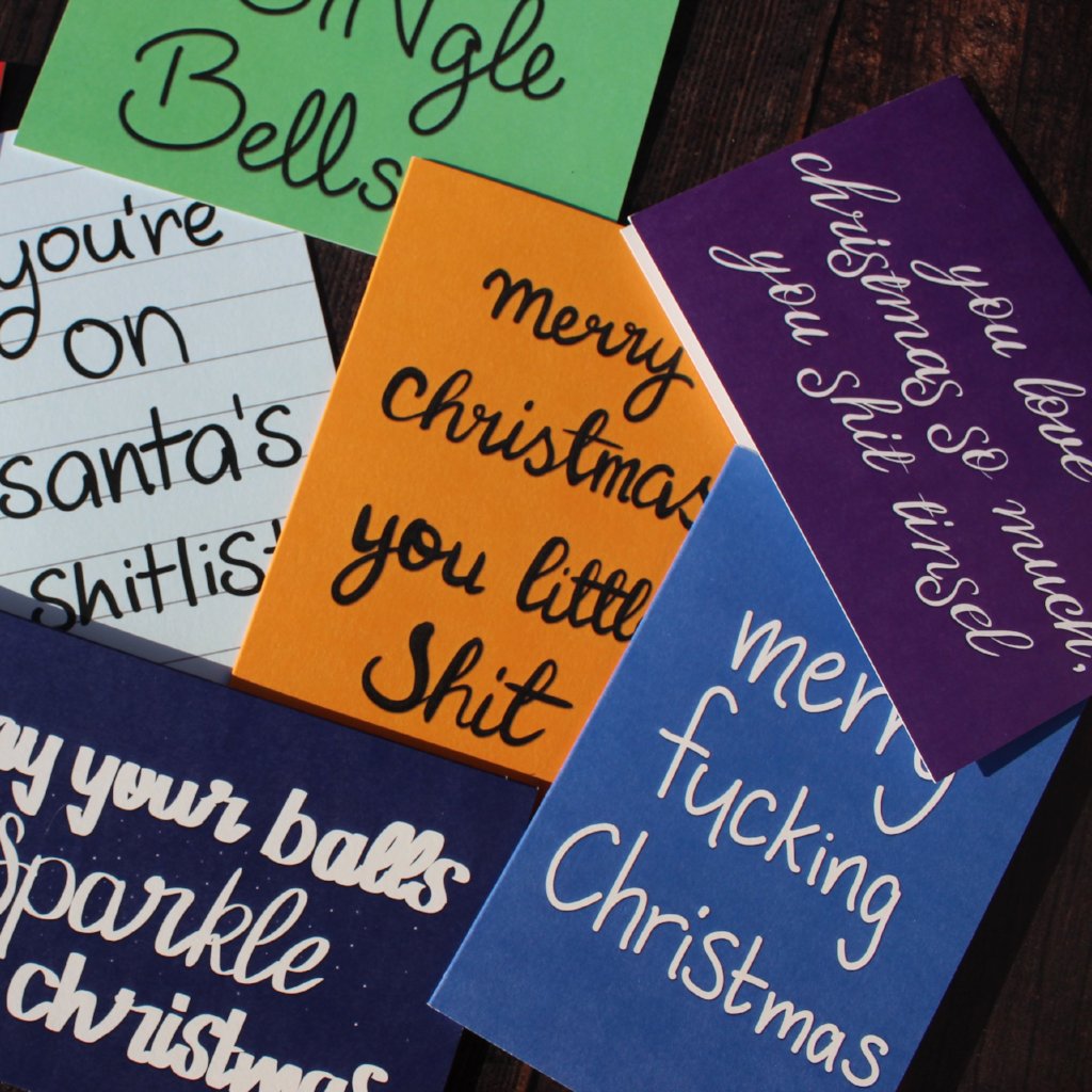 'You love Christmas so much, you shit Tinsel' Christmas Card - fay-dixon-design